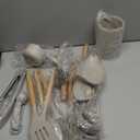 Umite Chef Kitchen Cooking Utensils Set, 33 pcs Non-Stick Silicone Cooking Kitchen Utensils Spatula Set with Holder, Wooden Handle Silicone Kitchen Gadgets Utensil Set (Khaki)