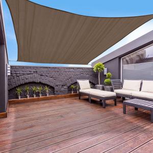 16'x20' Sun Shade Sail Brown Rectangle Canopy Sail Shade for Patio Garden Outdoor Backyard