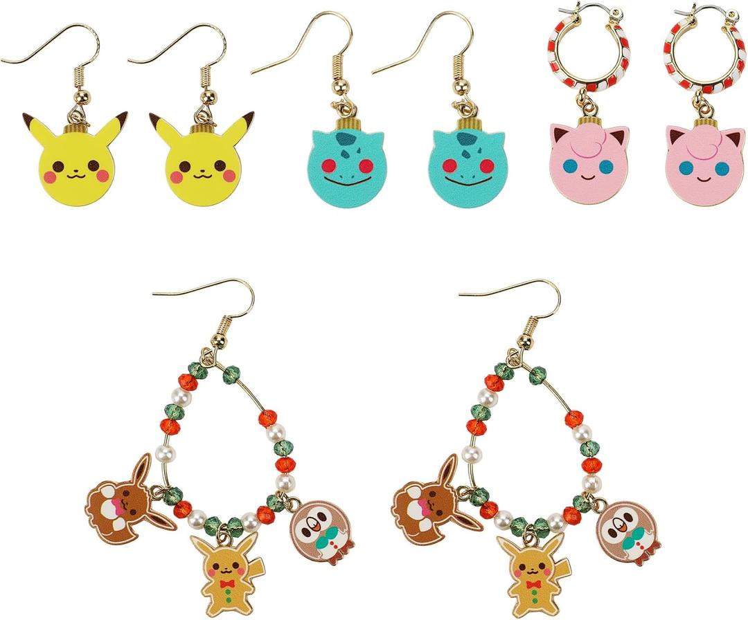 Pokmon Holiday Theme 4-Pair Earring Set