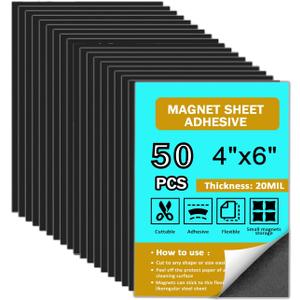 100 Pack, Magnet sheet 2"x3" (Adhesive Backing-4"x6",50Pcs)
