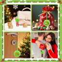 JULMELON 12 Pcs Lime Green Furry Christmas Ball Decor, 3.15 Inch Whimsical Christmas Tree Ornaments Balls with Santa hat Xmas Green Furry Ornaments Ball Hanging Tree Decorations for Home Party Decor