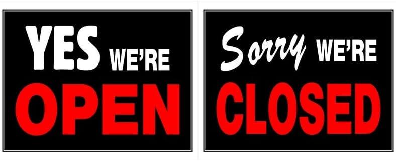840046 15 x 19 in. Red & Black Plastic Yes were Open & Sorry were Closed Sign - 6 Piece 66