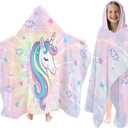 Unicorn Hooded Beach Towel for Kids, Pink Tie Dye Hooded Towels for Toddlers 30" x 50", Kids Beach Towels for Pool, Travel, Swim, Unicorn Wearable Bath Towel for Girls, Toddlers