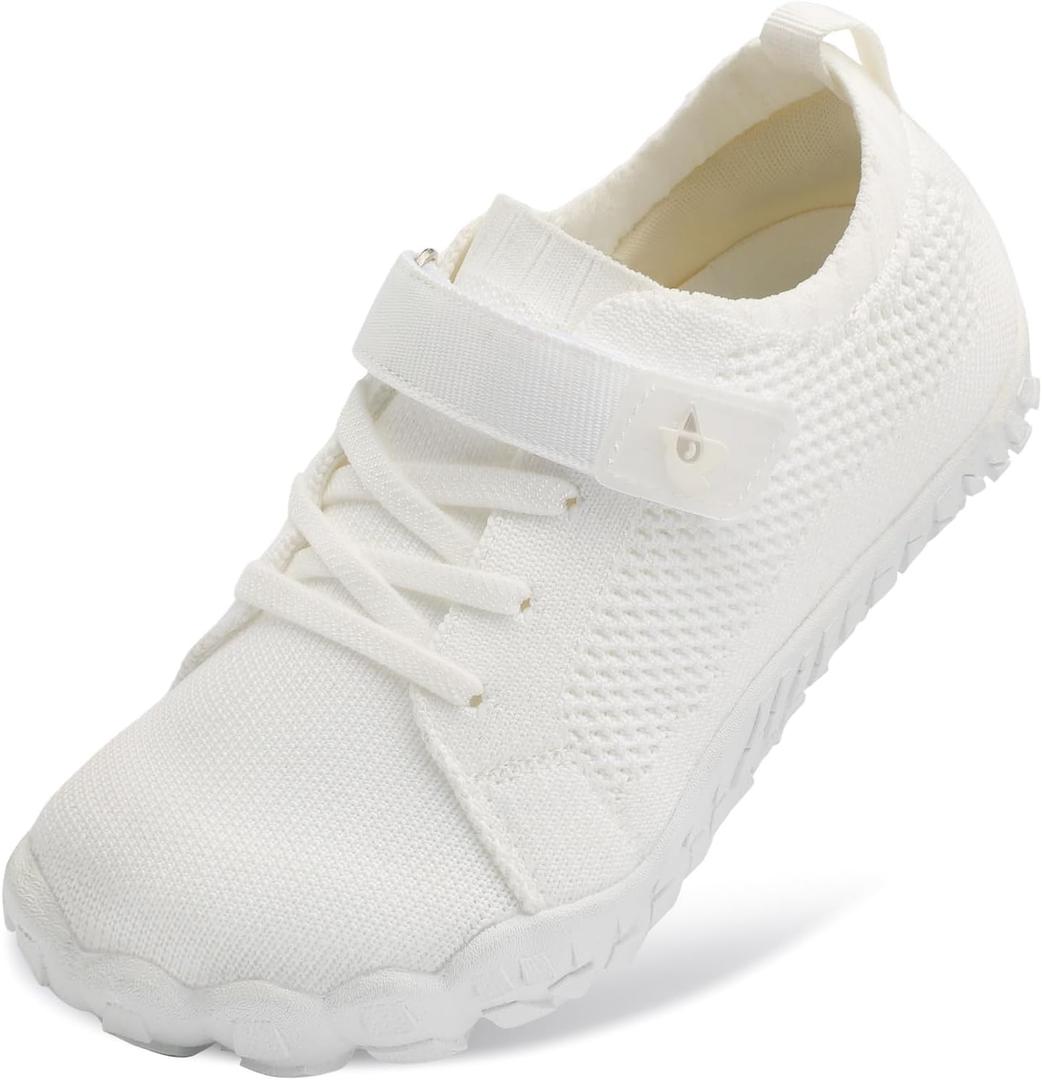 LeIsfIt Kids Girls Boys Shoes Wide Barefoot Shoes Kids Anti-Slip Sneakers Lightweight Hiking Sneakers for Toddler Little Big Kid White 13 Little Kid Kid