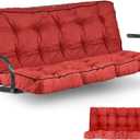 Outdoor Swing Cushions Waterproof, Thicken Porch Swing Cushion Replacement, 55 Inch Bench Seat Cushions for Garden Furniture Pad (Bright Red, 40X55 inch)