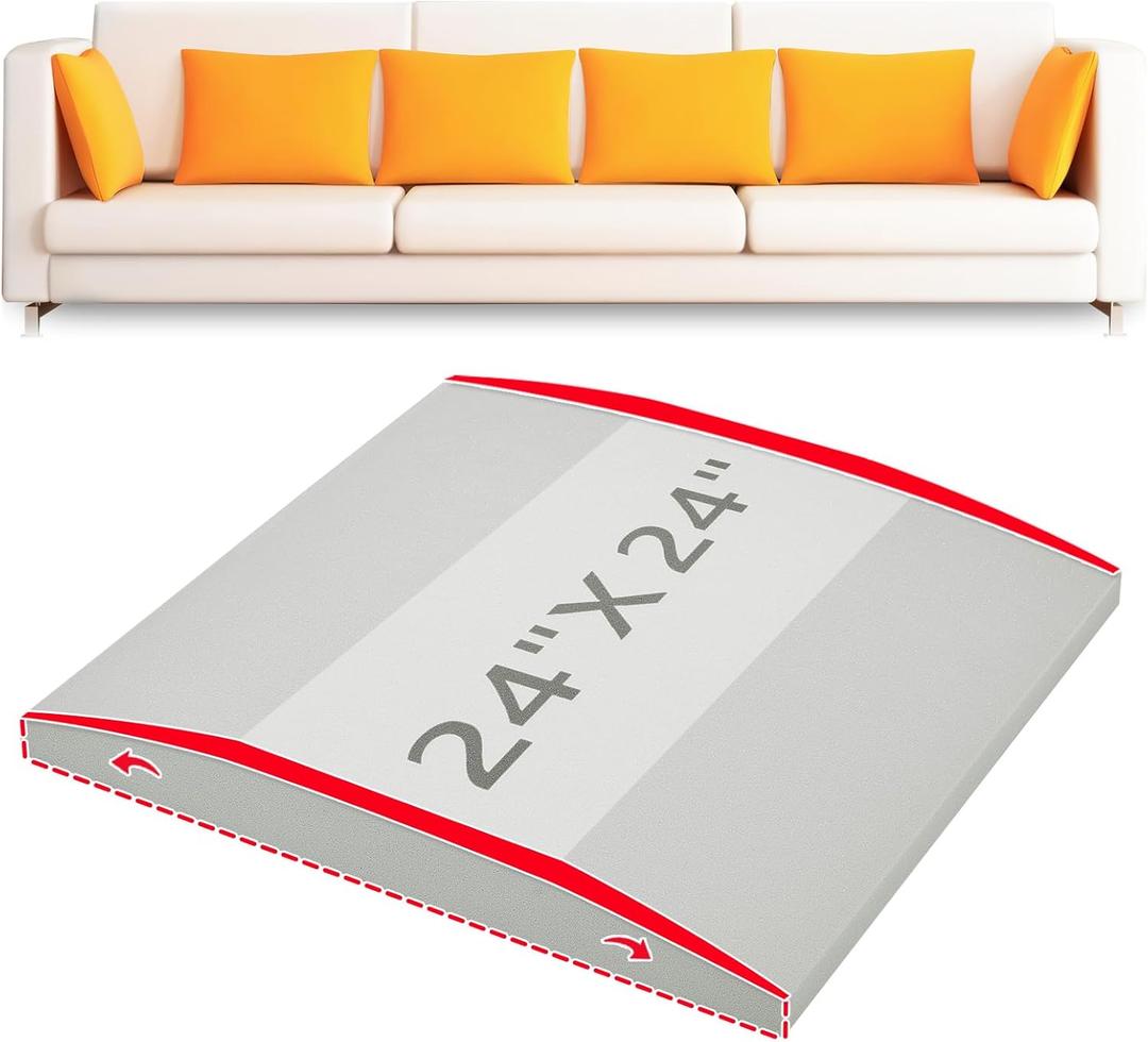 HAVARGO Couch Cushion Support High Density Foam 24X24X2.4 Inches Sofa Couch Supports for Sagging Cushions Light Grey 1Pc with Anti Slip Mesh Fabric