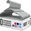 Utopia Home Plastic Hangers 50 Pack - Perfect Space Saving Clothes Hanger - Durable and Strong - Perfect Closet Organizers with Shoulder Grooves (Grey) (Gray)