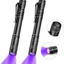 Honoson 2 Pieces UV Black Light Flashlight Small Blacklight Flashlights Pen Lights for Leak, Pet Urine, Hotel Inspection, Dry Stain and Dye Detector, 5.2 Inches Long