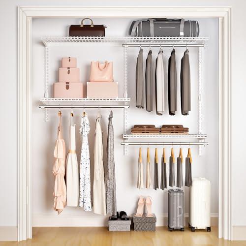 Vilaxing Wire Closet Organizer System, Wall Mounted 4.4 Ft. Custom Closet Kit for Bedrooms, Adjustable Storage Shelves for Clothes, Shoes, and Handbags