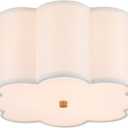 Semi Flush Mount Ceiling Light Fixture, Modern Close to Ceiling Lamp with Cream White Fabric Drum Shade for Nursery Kids Room Bedroom Kitchen Hallway Entryway 3-Light