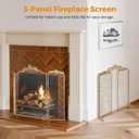 BEAMNOVA Fireplace Screen, Gold, 50 x 32 in, Baroque Decorations