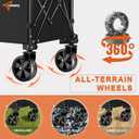 CUMNTQ Wagons Carts Foldable, 350lbs Weight Capacity Collapsible Wagon with All-Terrain Wheels, Grocery Cart on Wheels for Shopping Camping Garden Sports Beach, Black
