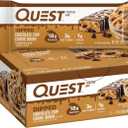 Quest Nutrition Dipped Chocolate Chip Cookie Dough Protein Bars, 18g Protein, 3g Net Carbs, Gluten Free, 1.76 Oz, 12 Count