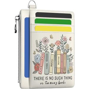 Hancynir Book Lover Floral Slim Wallet Women Credit Card Holder Cute Flower RFID Blocking Small Card Holder Mini Front Pocket PU Leather Thin Travel Zipper Coin Ladies Female Wallet Organizer Gifts