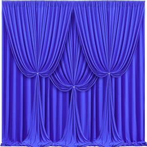 24x10FT Black Backdrop Curtains for Wedding Parties, Wrinkle Free Polyester Photography Backdrop Drapes for Wedding Baby Shower Birthday Parties Stage Background Stand Decorations 4x10ft,6 Panels (Royal Blue)