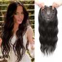 PANEWAY Hair Toppers For Women 20inch Long Wavy Curly Hair Topper Darkest Brown Clip In Synthetic Wiglets Hair Pieces For Women (20 Inch)