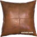 Thick Genuine Leather Pillow Cover TAN Decorative for Couch Throw Pillow Case TAN Leather Cushion Cover Solid Color (16''x16)