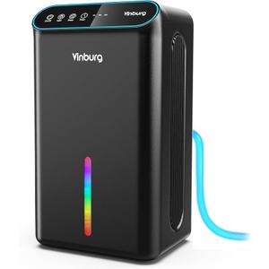 Dehumidifiers for Home (85 OZ Water Tank, 800 sq.ft) Quiet Small Dehumidifier for Basement Bedroom Bathroom with Drain Hose, 3 Gear Timer, Sleep Mode, Auto Shut Off, 7 Color Ambient Light