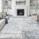 8x10 Area Rugs Living Room: Washable Large Neutral Blue Rug Abstract Soft Modern Stain Resistant Indoor Floor Non-Slip Carpet for Bedroom Nursery Kids Office Playroom Dining Room Under Table Home