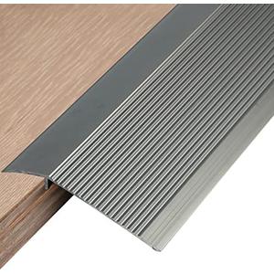 Hrokz 4 inch Floor Transition Strip Threshold Ramp Aluminum, 36'' Thresholds Reducer for Doorways Wheelchair Tile Wood Floors, Extra Wide Metal Grey Entry Door Edge Trim Flute