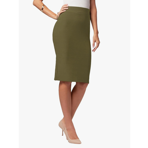 Conceited Skirts for Women - Pencil Skirt - Wear to Work - Midi Length in Regular and Plus Size - Many Colors - Classic Olive Green- XXL