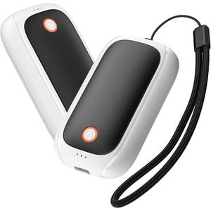 2 Pack Hand Warmers Rechargeable, Magnetic Electric Hand Warmers, 12H Max Heating Time Pocket Hand Warmers Gifts for Women Men (Black+White)