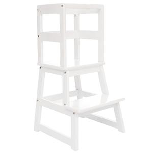 SDADI Kids Kitchen Step Stool Holds up to 150 Pounds With Safety Rail, White