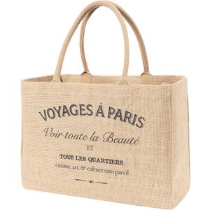 KAF Home Jute Market Tote Bag with Handles, Voyages