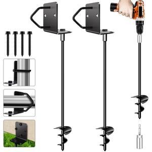 Ground Anchors Screw in 27" Set of 2 Trampoline Stakes Heavy Duty Mobile Home Shed Anchors - Storage Shed Anchor Kit - Playset Swing Anchors - Stakes for Fence,Carport,Garden (Black, 2 x 27in)