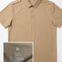 Esabel.C Golf Shirts for Men Dry Fit Short Sleeve Seamless Performance Moisture Wicking Mens Polo Shirt,Brown,XL