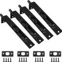 4 Pack 6 Inch Stainless Steel Door Flush Bolt Latch, French Door Lock Latch L Type Lever Action Flush Bolt (Black)