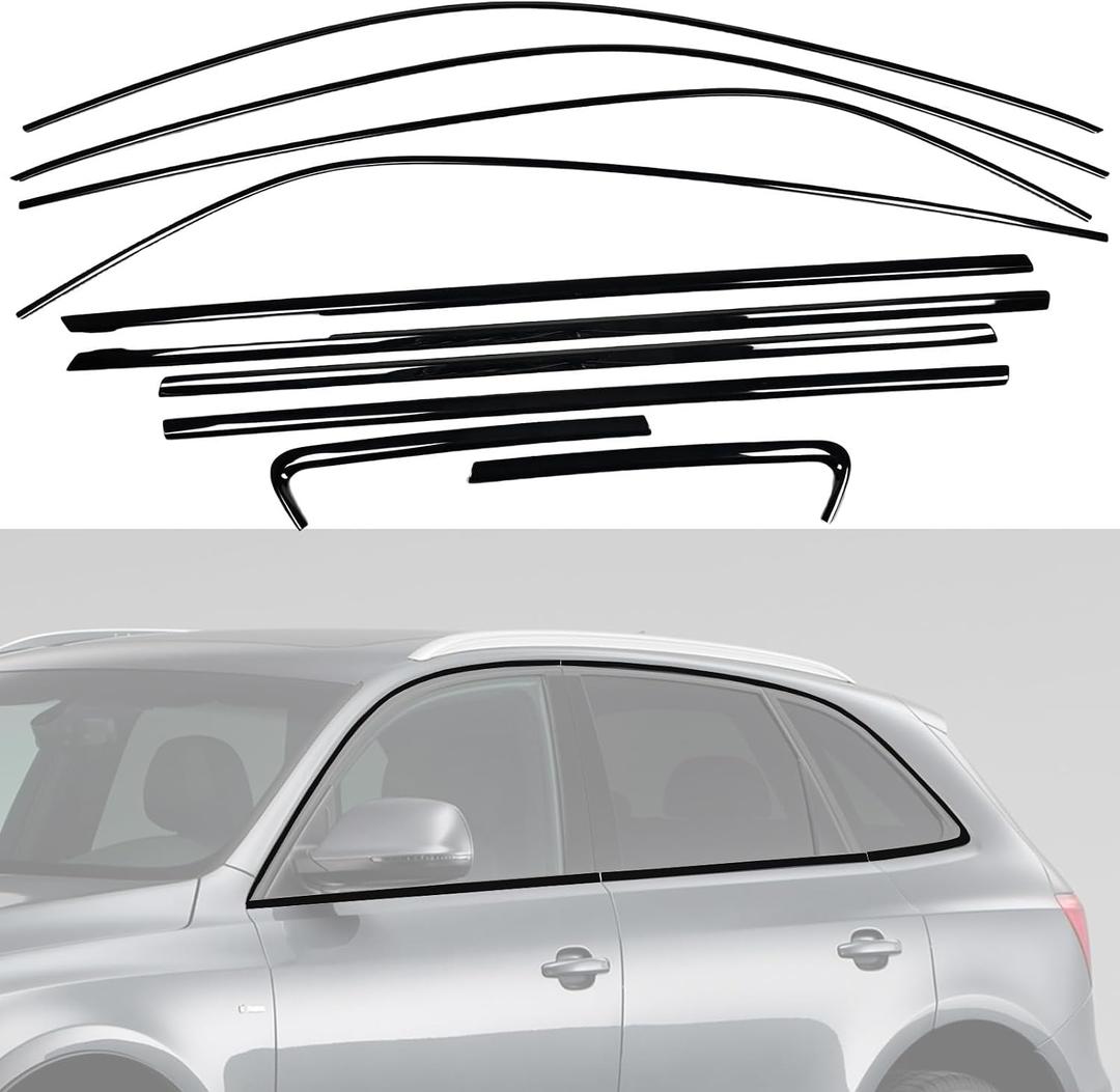 Black Window Trim for Audi Q5 SQ5 2009-2017 Window Chrome Delete Blackout | Stainless Steel, Glossy Black, Strong Adhesive, Easy Installation