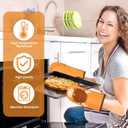 Oven Mitt, Cute Highland Cow Oven Mitts and Pot Holders Sets, Oven Mit Kitchen Mitts for Oven, Oven Mitts Heat Resistant Highland Cow Kitchen Decor & Gifts for Housewarming (Khaki)