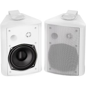 Herdio 5.25 Inch 300 Watts Indoor Outdoor Bluetooth Speakers Waterproof Wall Mount Speakers Wired System All Weather Resistant for Patio Porch Home Theather Backyard(White)