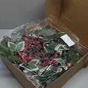 Zhemobang 20 Inch Christmas Wreath for Front Door, Artificial Christmas Door Wreath with Pine Needle Holly Pine Cone Red Berry, Winter Snowy Xmas Wreath for Indoor Outdoor Wall Farmhouse Home Décor