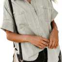 Astylish Women's Button Down Shirts V Neck Loose Casual Shirt (XX-Large)