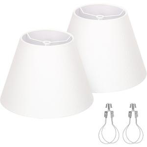 Small Lamp Shades Set of 2, White Lamp Shades for Table Lamps 5.5" Top x 10" Bottom x 6.6" High, Fabric Lampshade Replacement for Bedside Lamp, Wall Sconces, Spider Fitter, Clip on Adapters Included