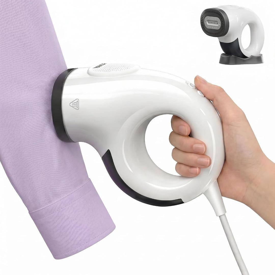 Vacuum Steamer for Clothes, 2800Pa Suction Handheld Garment Steamer, 2 in 1 Steaming & Ironing with 25s Fast Heat-Up, Large Detachable Water Tank, Leak-Proof Portable Travel Iron with Base & Bag