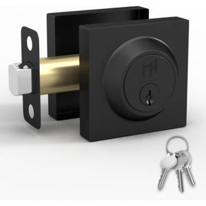 Mega Handles - ROBELL Deadbolt I Entry Deadbolt Lock - Heavy Duty Square Locking Deadbolt for Left or Right-Handed Doors - Interior/Exterior - Matte Black (1 Pack)