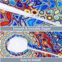 Round Outdoor Tablecloth with Umbrella Hole Waterproof Patio Table Covers Round Fitted Tablecloth with Elastic Zippered Outdoor Table Cloth for Picnic, Camping, Garden