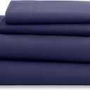 4 Piece Queen Bed Sheets Set | Queen Bed Sheets  Light Weight, Soft Breathable Sheets | Brushed Cotton Rich Blend | Secure-Fit, Wrinkle Resistant, Durable, Easy Care Bed Sheets | Comfy Sheets | Navy