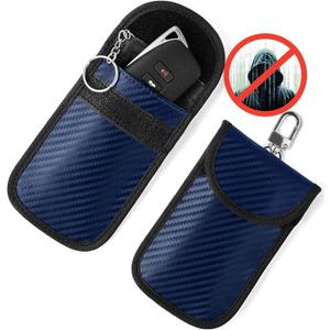 Vammcht Upgraded Faraday Bag for Key Fob (2 Pack), Premium Faraday Key Fob Protector Car RFID Signal Blocking, Car Security Protection, Anti-Theft Pouch, Anti-Hacking Case Blocker Blue