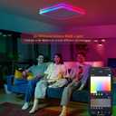 Annaror Smart LED Ceiling Light WiFi, 13in RGB Flush Mount Lighting Fixture with Remote, Compatible with Alexa Google Home, Low Profile Ceiling Light for Bedroom, Kitchen, Square White