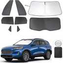 8PCS Windshield Sun Shade Custom Fit for 2020-2024 2025 2026 Ford Escape S, SE, SE Sport Hybrid, SEL, Titanium Accessories Foldable Sunshade Side Rear Window Shade Cover Full Set Privacy Protection
