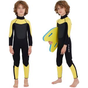 XUKER Kids Wetsuit for Boys Girls Toddlers, 3mm Wetsuit Back Zip Neoprene Thermal Full Body Wetsuits for Youth Teens Scuba Dive Swimming Boating Snorkeling