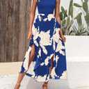 BTFBM Summer Dresses for Women 2026 Casual Spring Floral Sleeveless Ruffle Boho Cocktail Wedding Guest Party Midi Dress (Blue, L)