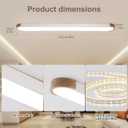 Qcyuui 4FT Wood Flush Mount Ceiling Light, 5CCT, 3000K-6000K, White