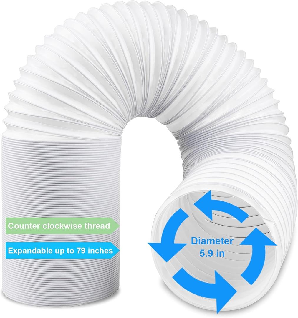 Portable Ac Hose, Portable Air Conditioner Hose Replacement, Universal Ac Exhaust Vent Hose, Diameter 5.9" Air Conditioner Exhaust Hose Length 79" Compatible with Delonghi & Lg(Anti-Clockwise)