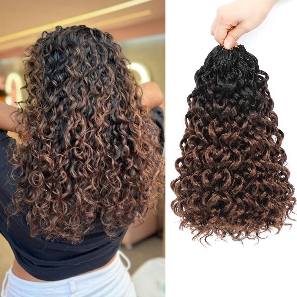 Pre looped Gogo Curl Crochet Hair 14 Inch 8 Packs Pre twisted Short Curly Crochet Hair for Black Women Ocean Wave Braiding Hair Water Wave Deep Braiding Hair (14 inch OT4/30)