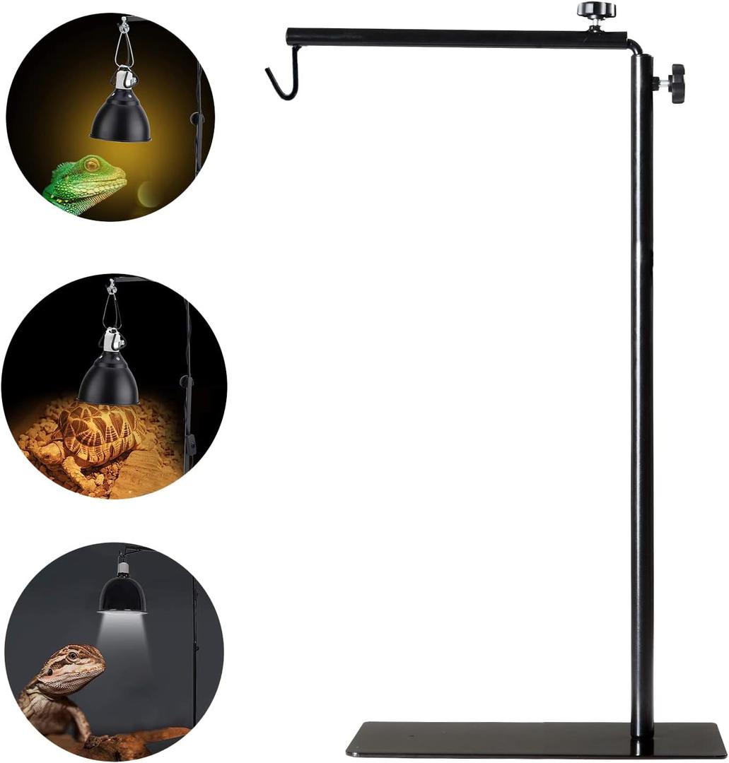 BETAZOOER Reptile Lamp Stand Adjustable 15-31 Inch Floor Light Holder Lamp Hanging Bracket Metal Support for Reptile Glass Terrarium Heating Light (Small (Pack of 1))